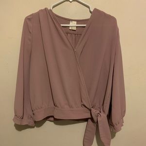 Pink side wrap blouse